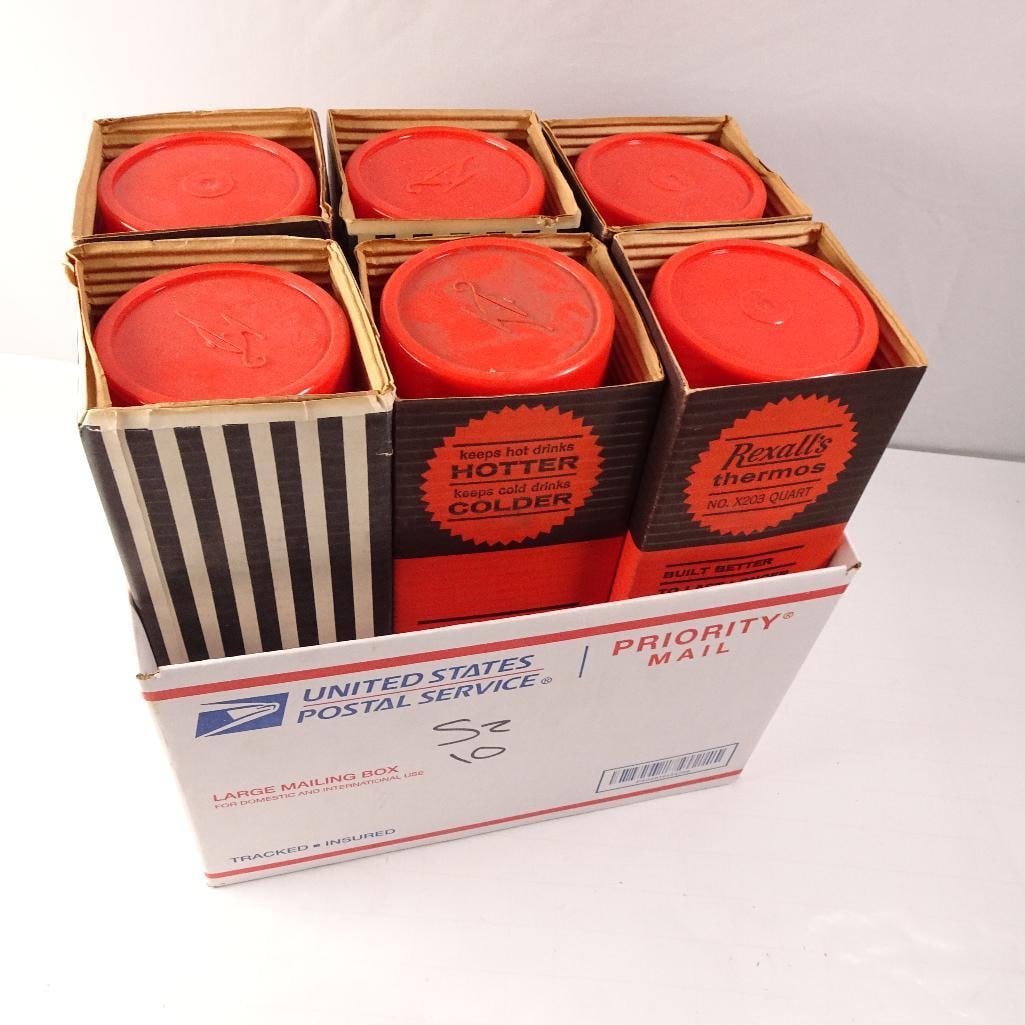 Lot of 6 Vintage Aladdin Topsall and Rexall Quart Thermos Bottles w/ Original Boxes (1 of 5)
