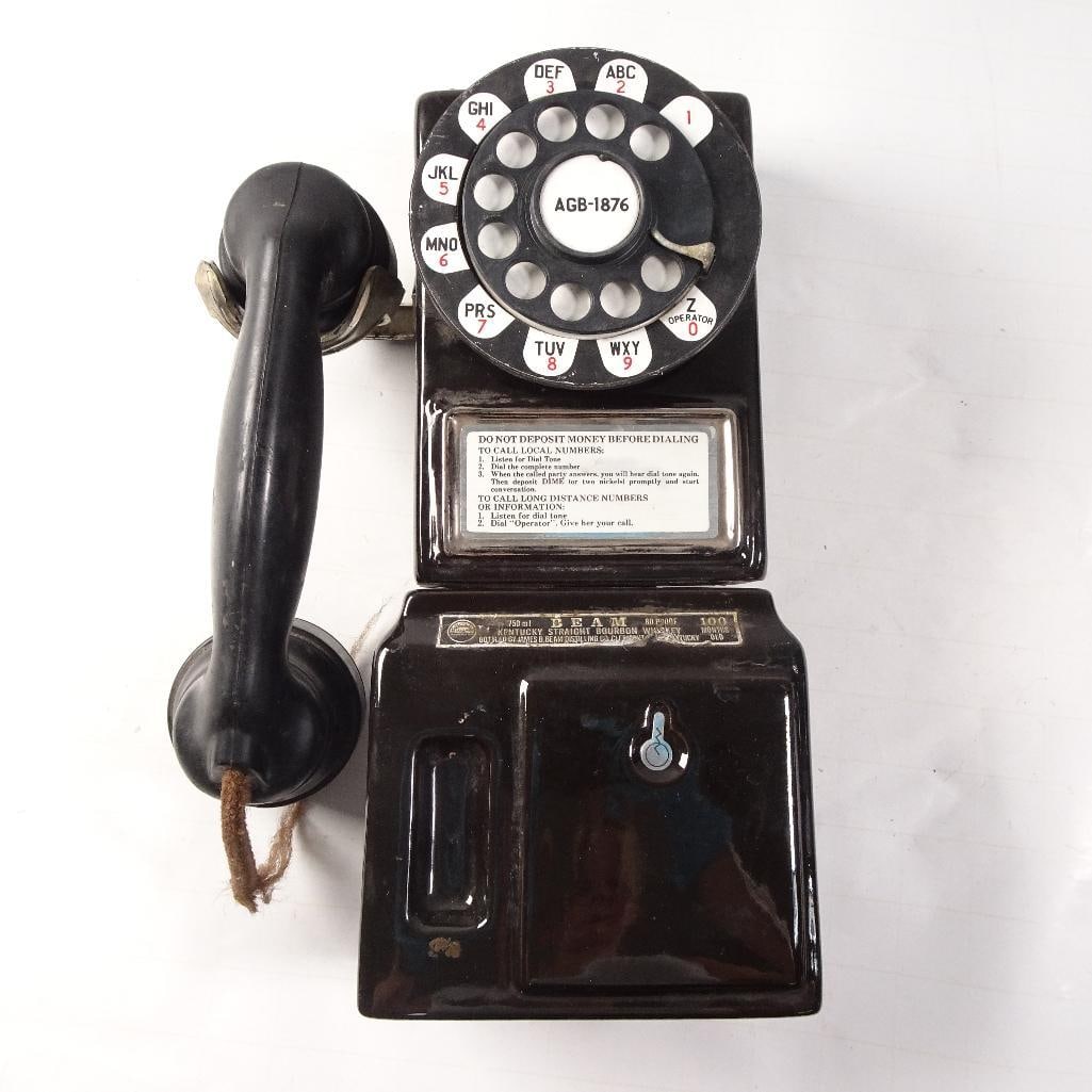 Vintage Jim Beam Rotary Pay Phone Decanter Empty 3 Coin Slot Telephone Bottle (1 of 10)