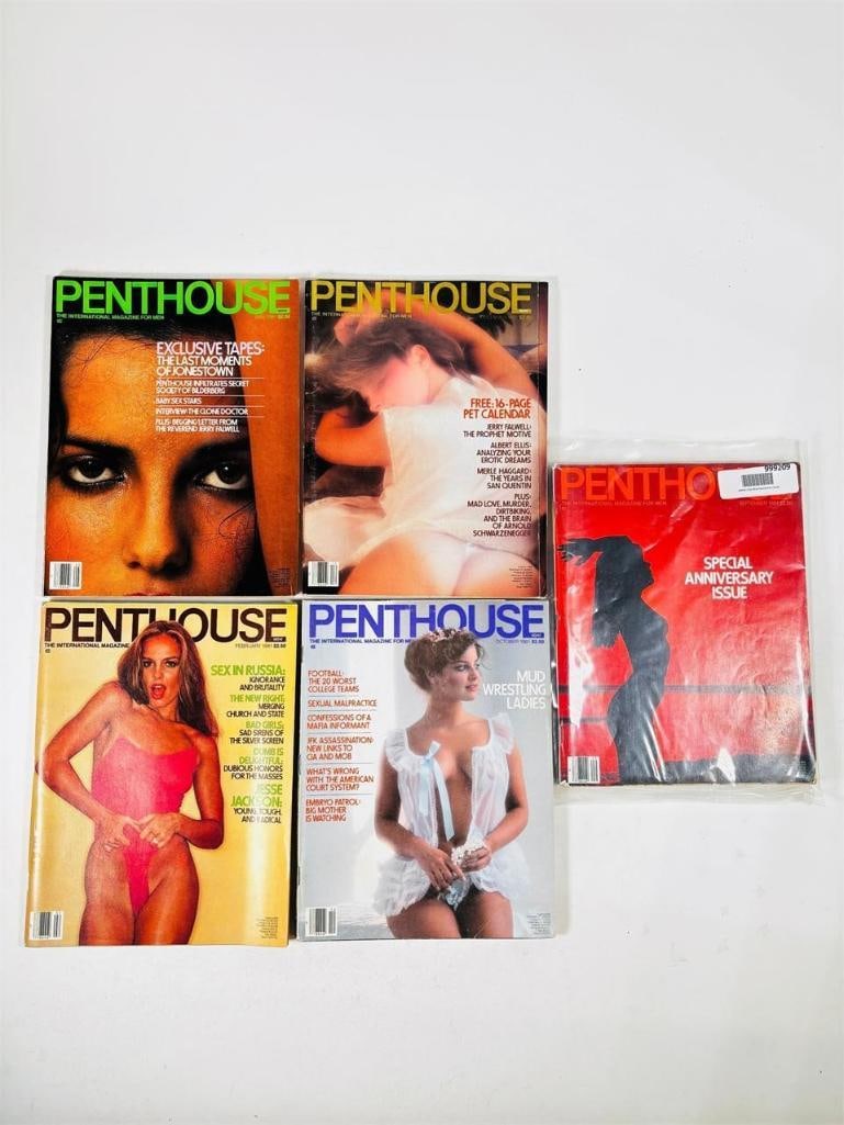 Vintage Penthouse Magazine Lot - Set of 5 - 1981: set of five (5) vintage issues of Penthouse Magazine. Known for its sophisticated blend of provocative pictorials, high-end lifestyle features, and award-winning investigative journalism, this publica