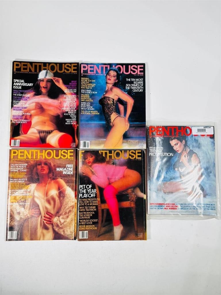 Vintage Penthouse Magazine Lot - Set of 5 - 1982: set of five (5) vintage issues of Penthouse Magazine. Known for its sophisticated blend of provocative pictorials, high-end lifestyle features, and award-winning investigative journalism, this publica