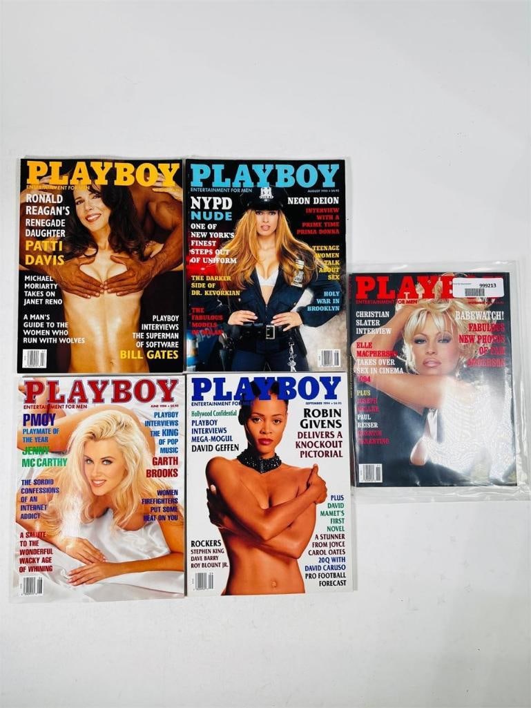 Playboy - 5 Issues - Featuring Pamela Anderson: set of five (5) vintage issues of Playboy Magazine. Known for its sophisticated blend of world-class photography, award-winning journalism, and interviews with the most influential figures of the 20th