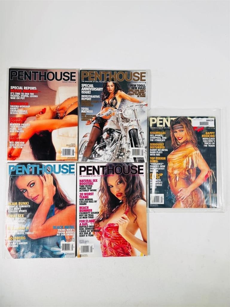 Vintage Penthouse Magazine Lot - Set of 5 2000s: set of five (5) vintage issues of Penthouse Magazine. Known for its sophisticated blend of provocative pictorials, high-end lifestyle features, and award-winning investigative journalism, this publica