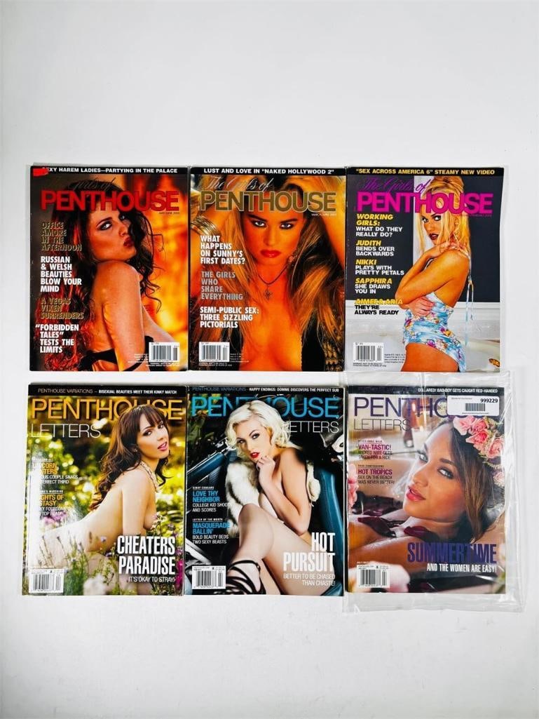 Penthouse Letters and Girls of Penthouse 6 Issues: set of five (5) vintage issues of Penthouse Magazine. Known for its sophisticated blend of provocative pictorials, high-end lifestyle features, and award-winning investigative journalism, this publica