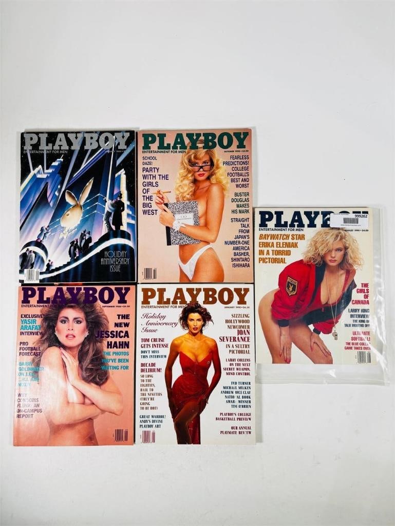 Vintage Playboys Featuring Baywatch Erika Eleniak: set of five (5) vintage issues of Playboy Magazine. Known for its sophisticated blend of world-class photography, award-winning journalism, and interviews with the most influential figures of the 20th