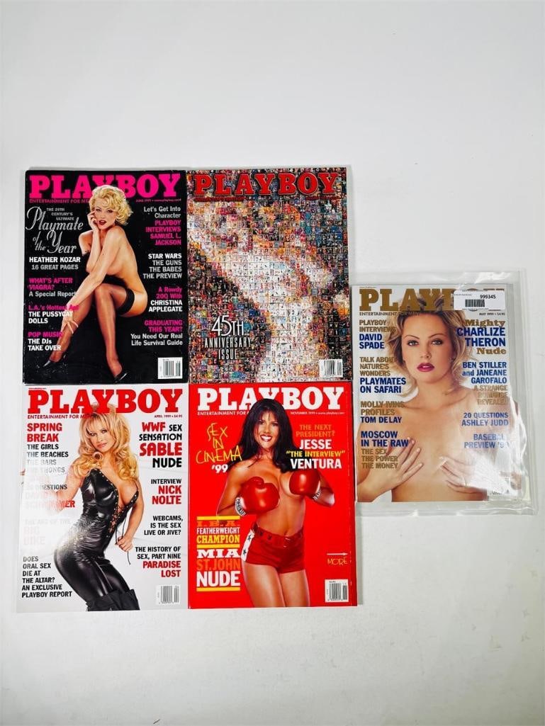 Playboy Magazines -Featuring Jessica Ventura: set of five (5) vintage issues of Playboy Magazine. Known for its sophisticated blend of world-class photography, award-winning journalism, and interviews with the most influential figures of the 20th