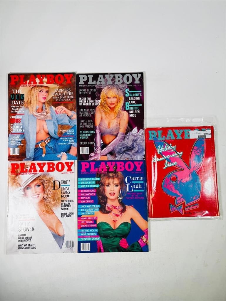 Vintage Playboys Collectibles Holiday Anniversary: set of five (5) vintage issues of Playboy Magazine. Known for its sophisticated blend of world-class photography, award-winning journalism, and interviews with the most influential figures of the 20th
