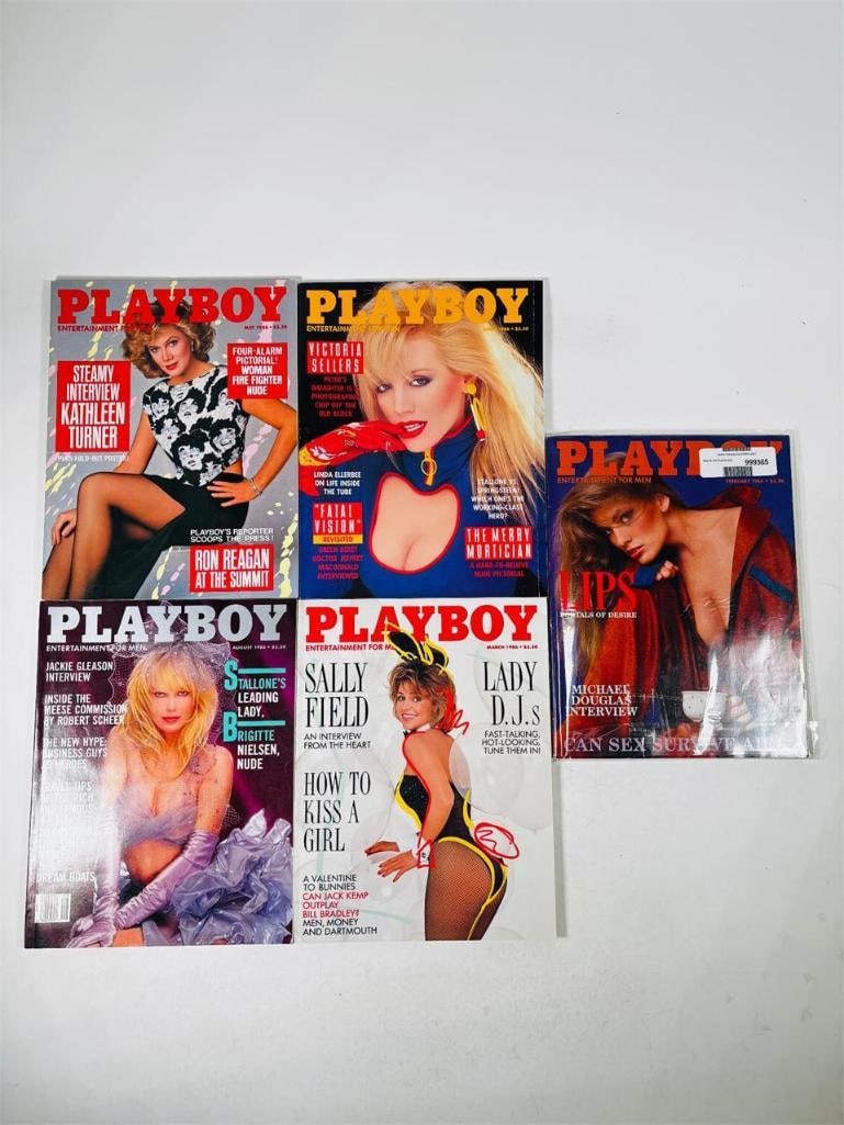 Vintage Playboy Lot - 5 Issues - 1986: set of five (5) vintage issues of Playboy Magazine. Known for its sophisticated blend of world-class photography, award-winning journalism, and interviews with the most influential figures of the 20th