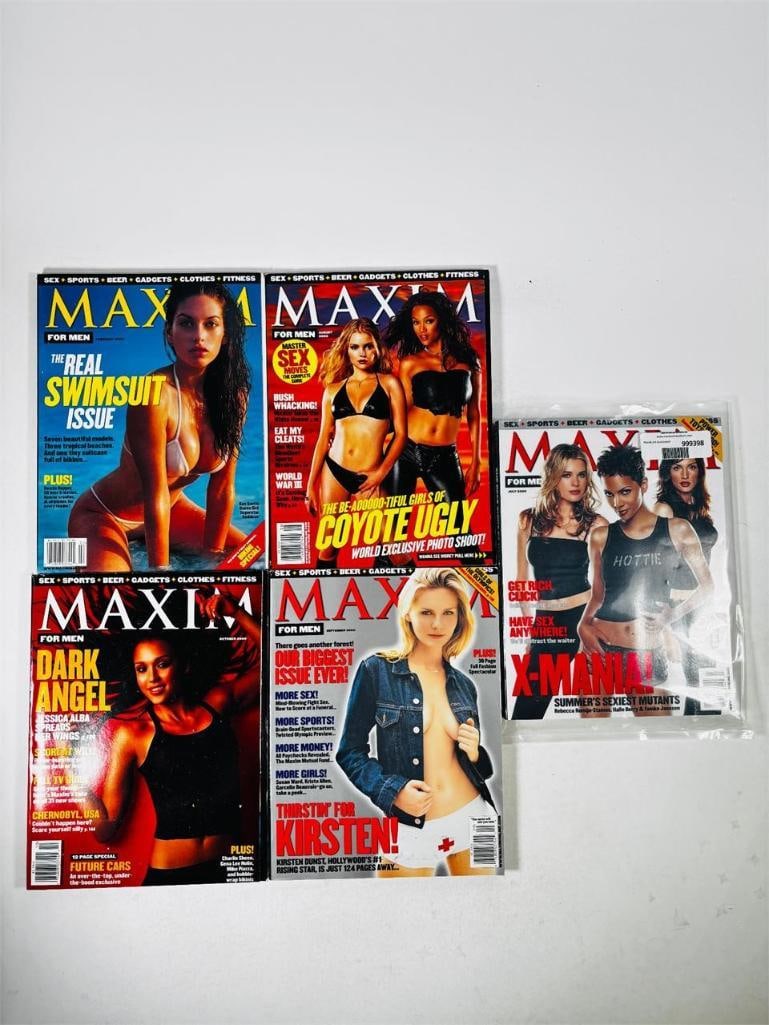 Vintage Maxim Magazines Coyote Ugly 2000s: set of five (5) vintage issues of Maxim Magazine. As the publication that defined the "Lads' Mag" era, Maxim is legendary for its vibrant celebrity photography, sharp humor, and lifestyle features. Th