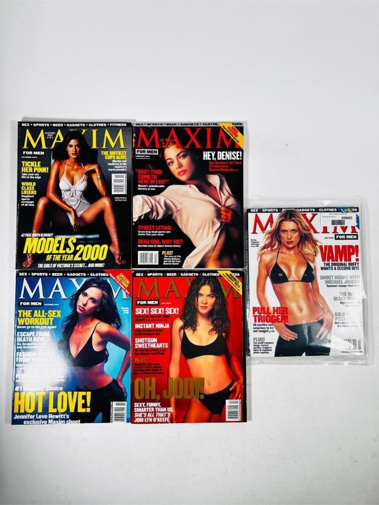 Maxim Magazine Collection - Set of 5 2000s: set of five (5) vintage issues of Maxim Magazine. As the publication that defined the "Lads' Mag" era, Maxim is legendary for its vibrant celebrity photography, sharp humor, and lifestyle features. Th