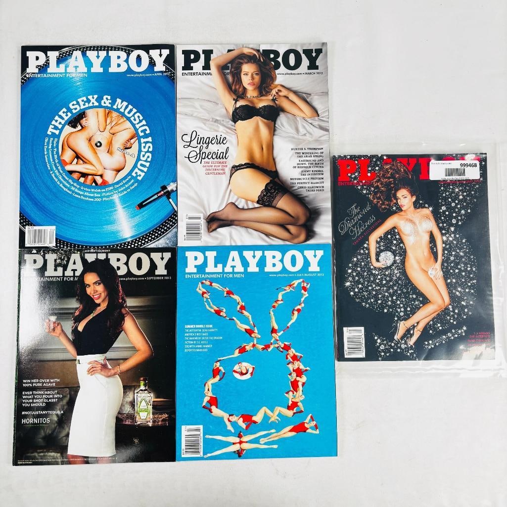 Playboy Magazines Featuring Diamond Heiress 2013: set of five (5) vintage issues of Playboy Magazine. Known for its sophisticated blend of world-class photography, award-winning journalism, and interviews with the most influential figures of the 20th