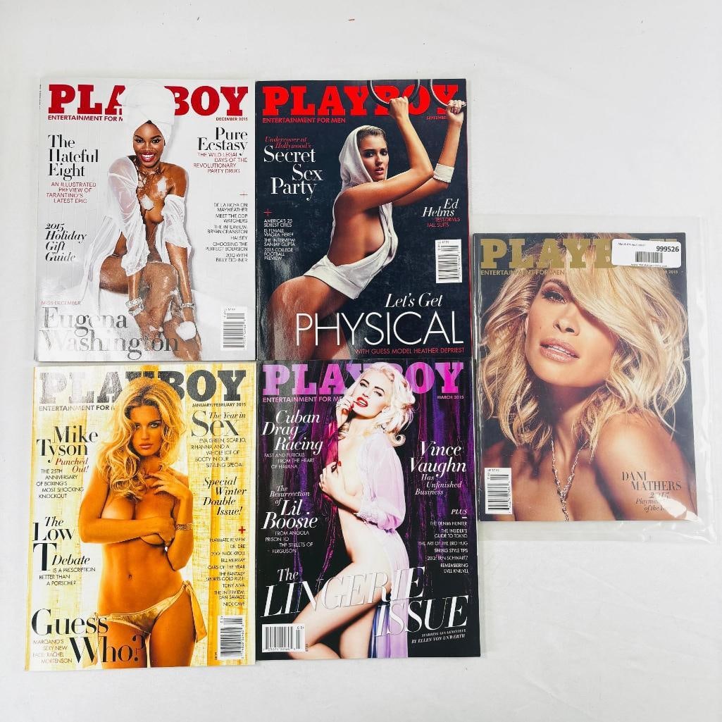 Playboy Magazine Collection - Set of 5 - 2015: set of five (5) vintage issues of Playboy Magazine. Known for its sophisticated blend of world-class photography, award-winning journalism, and interviews with the most influential figures of the 20th