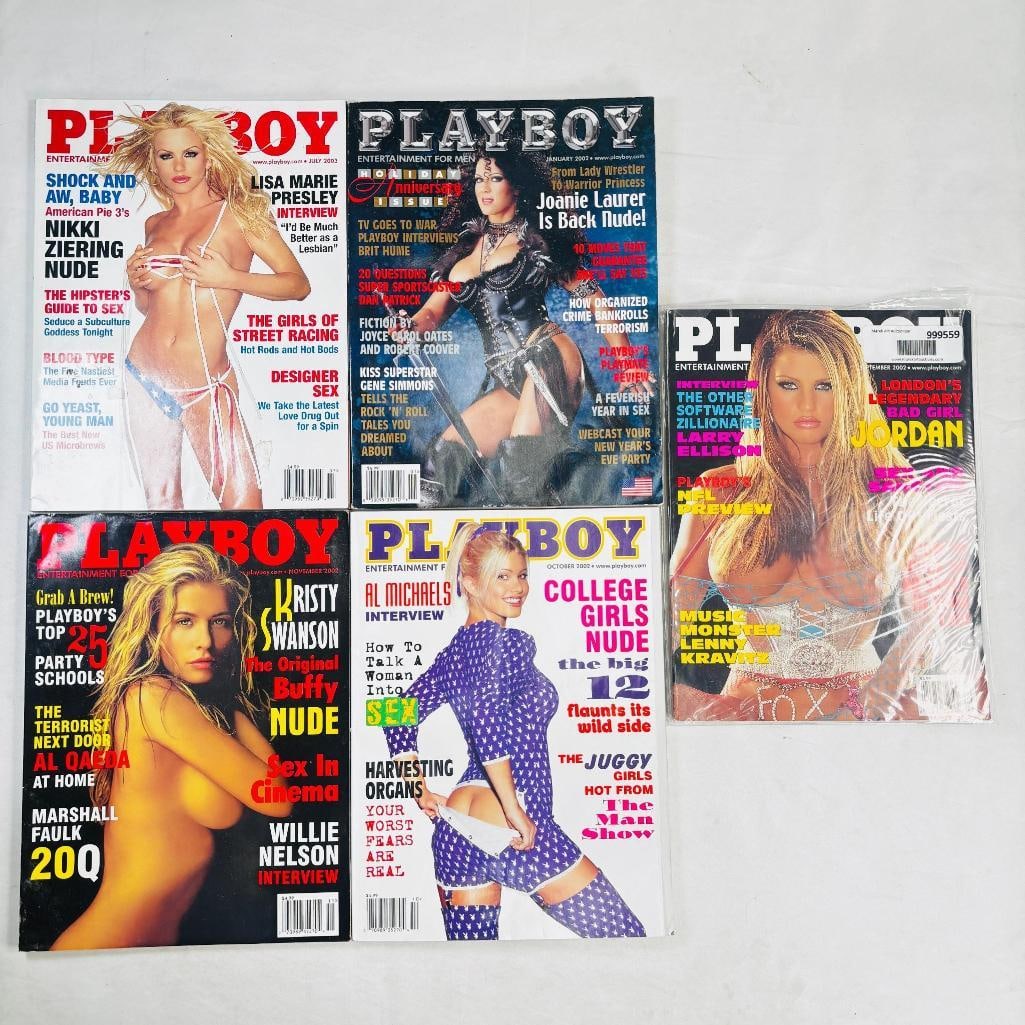 Vintage Playboy Lot - 5 Issues - 2002: set of five (5) vintage issues of Playboy Magazine. Known for its sophisticated blend of world-class photography, award-winning journalism, and interviews with the most influential figures of the 20th