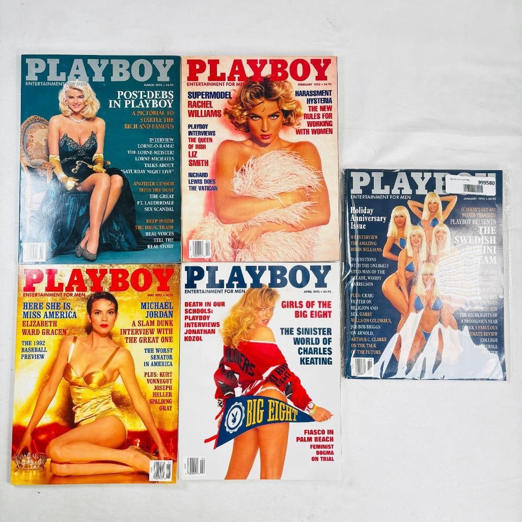 Vtg Playboy Magazines Featuring B Jordan Interview: set of five (5) vintage issues of Playboy Magazine. Known for its sophisticated blend of world-class photography, award-winning journalism, and interviews with the most influential figures of the 20th
