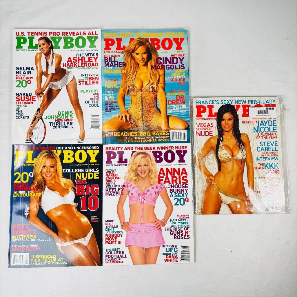 Playboy Magazines - Set of 5 - Cindy Margolis 2008: set of five (5) vintage issues of Playboy Magazine. Known for its sophisticated blend of world-class photography, award-winning journalism, and interviews with the most influential figures of the 20th