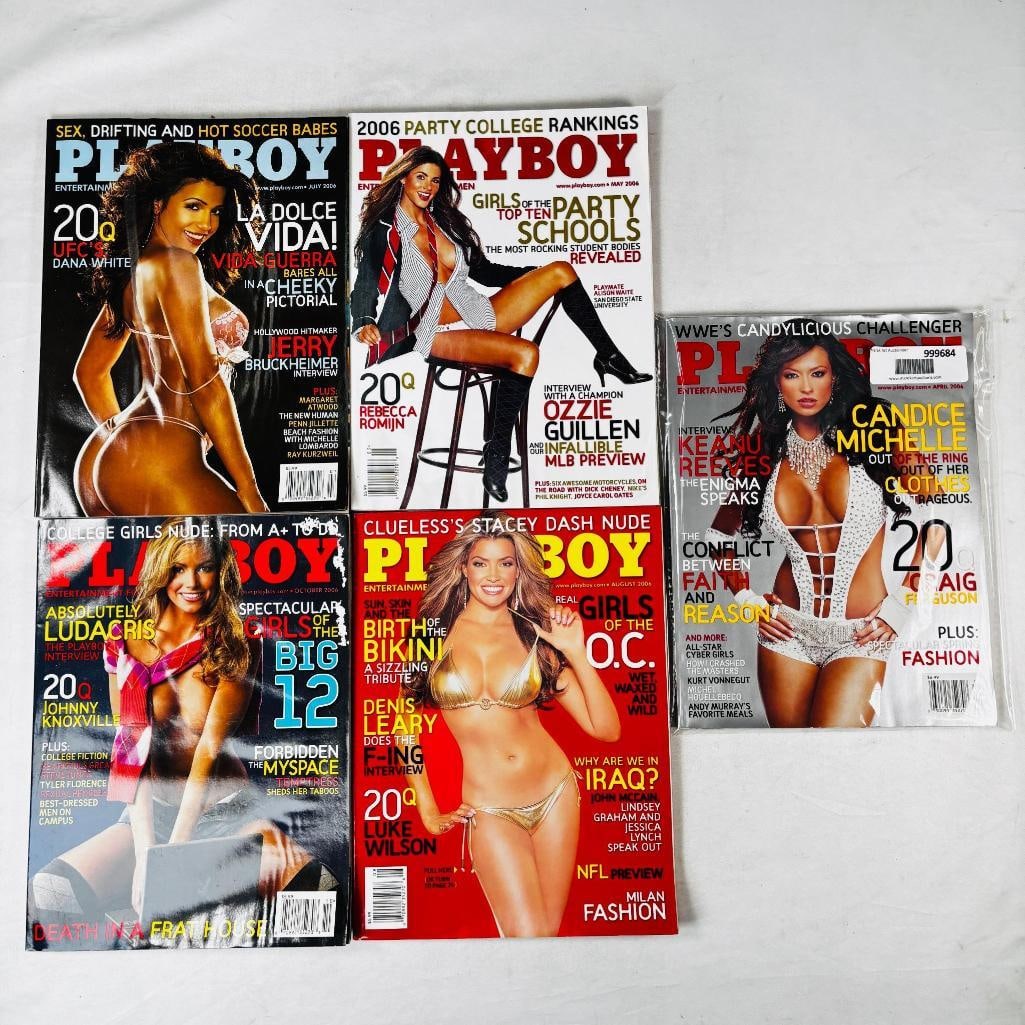 Playboys - Set of 5 - Candice Mitchelle 2004: set of five (5) vintage issues of Playboy Magazine. Known for its sophisticated blend of world-class photography, award-winning journalism, and interviews with the most influential figures of the 20th