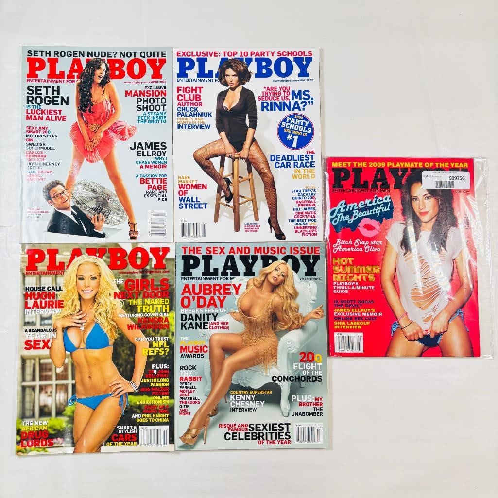 Playboy Magazine Collection - Set of 5 -2009: set of five (5) vintage issues of Playboy Magazine. Known for its sophisticated blend of world-class photography, award-winning journalism, and interviews with the most influential figures of the 20th