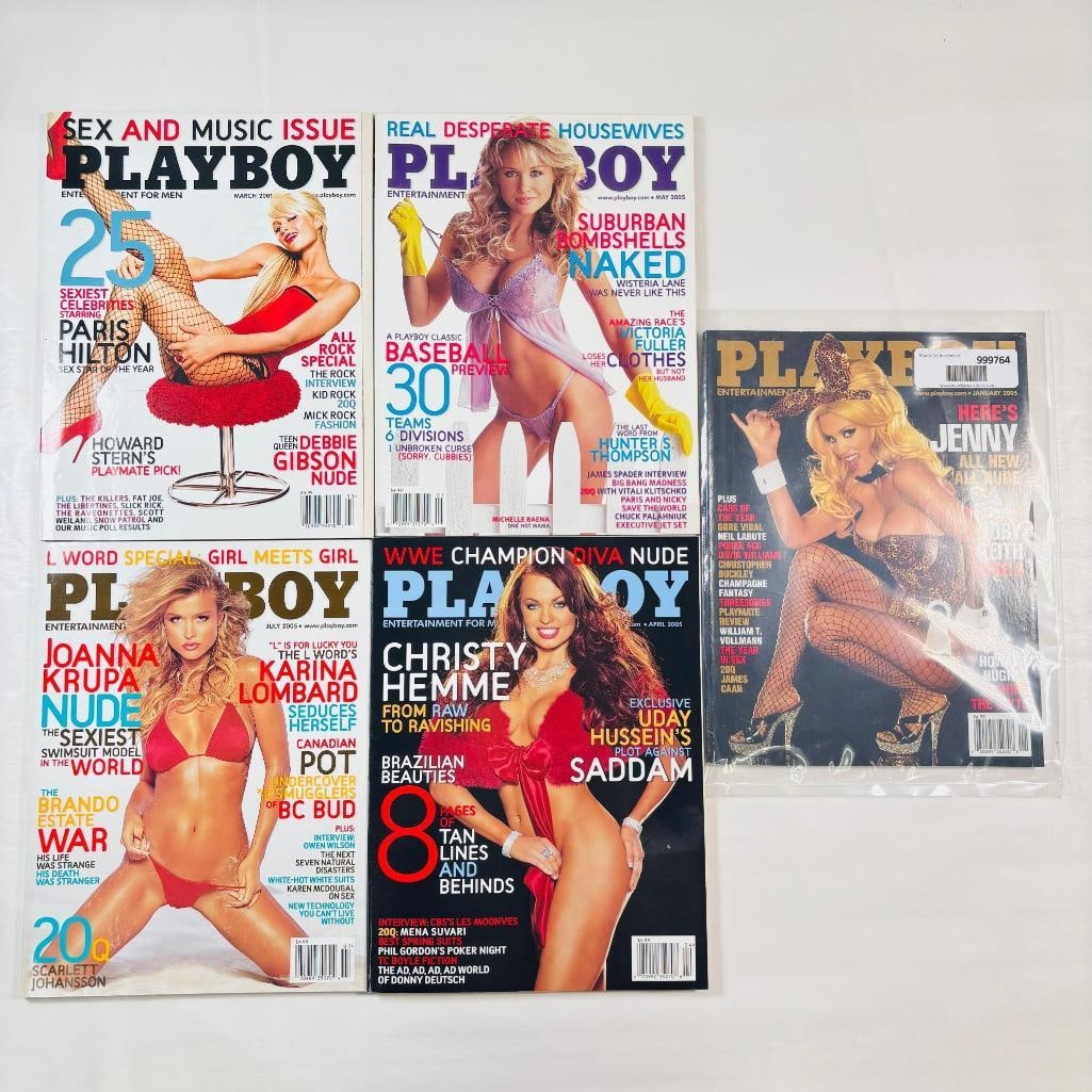 Playboy Magazines -Featuring Paris Hilton 2005: set of five (5) vintage issues of Playboy Magazine. Known for its sophisticated blend of world-class photography, award-winning journalism, and interviews with the most influential figures of the 20th