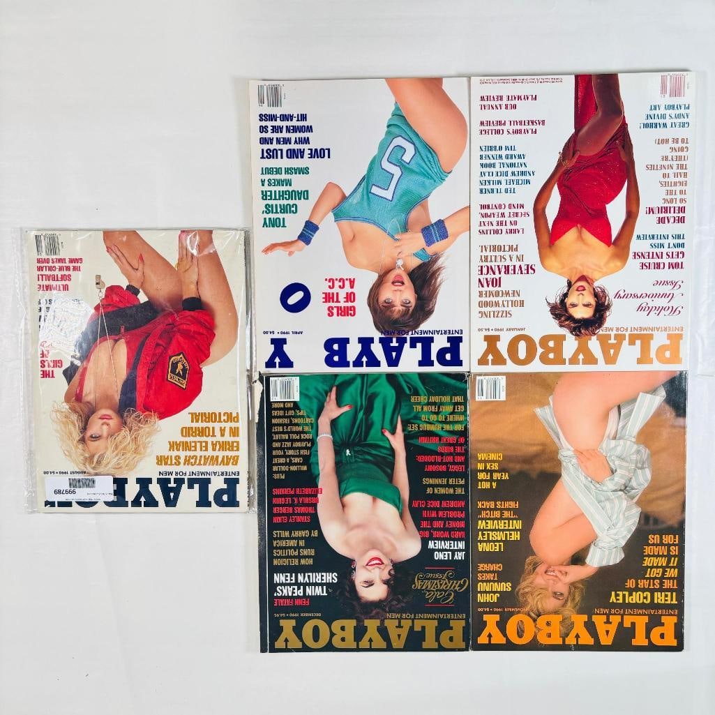 1990 Vintage Playboy Lot - 5 Issues Baywatch Stars: set of five (5) vintage issues of Playboy Magazine. Known for its sophisticated blend of world-class photography, award-winning journalism, and interviews with the most influential figures of the 20th
