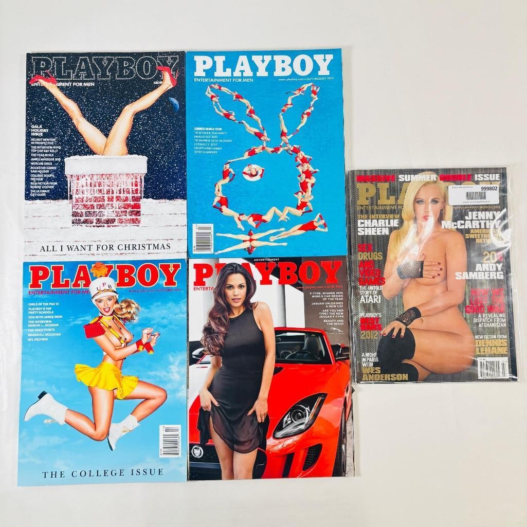 Playboys Iconic Cultural Collectibles 2013: set of five (5) vintage issues of Playboy Magazine. Known for its sophisticated blend of world-class photography, award-winning journalism, and interviews with the most influential figures of the 20th