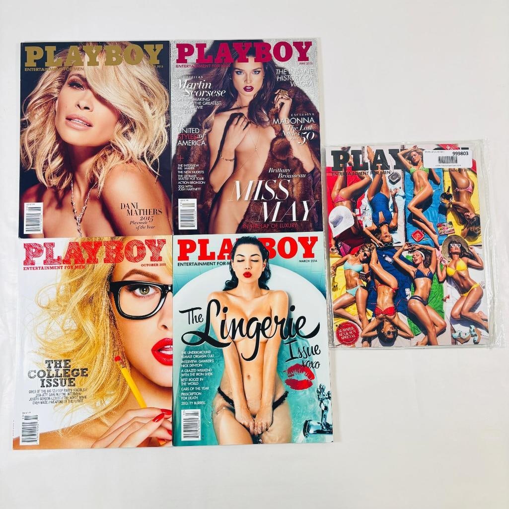 New Age Playboys 2014/15 Madonna, Dani Mathers: set of five (5) vintage issues of Playboy Magazine. Known for its sophisticated blend of world-class photography, award-winning journalism, and interviews with the most influential figures of the 20th