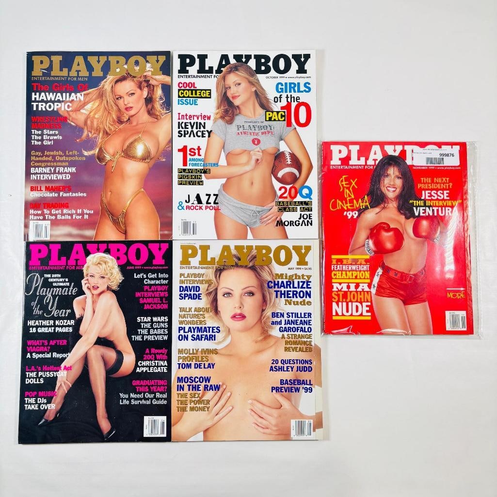 1999 Playboys Heather Kozar, Hawaiian Tropic,Jesse: set of five (5) vintage issues of Playboy Magazine. Known for its sophisticated blend of world-class photography, award-winning journalism, and interviews with the most influential figures of the 20th