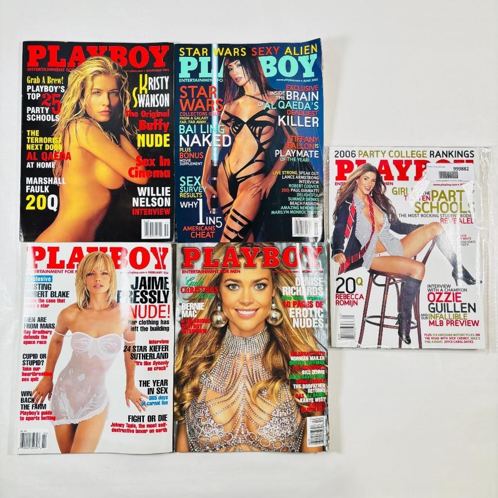 Early 2000s Playboy Magazines Kristy Swanson,: set of five (5) vintage issues of Playboy Magazine. Known for its sophisticated blend of world-class photography, award-winning journalism, and interviews with the most influential figures of the 20th