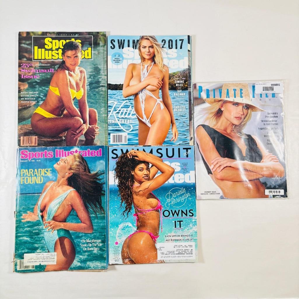 Vintage Sports Illustrated/ Swimsuit Magazines: Collectible lot of vintage mixed adult magazines. This collection includes a variety of classic publications featuring vintage photography, retro lifestyle articles, interviews, and iconic pop-culture