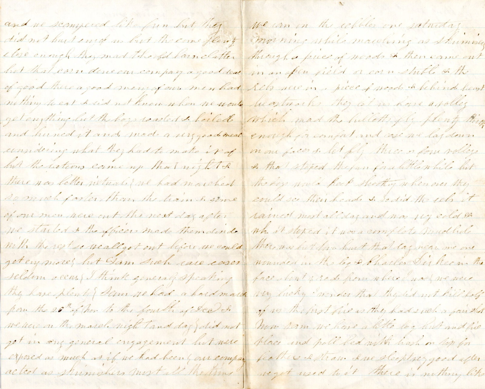 147th New York Letter - Skirmishing with the Rebels: War-date Union soldier Autograph Letter Signed “Lutheran Kelly” Co. G. 147th New York State Volunteers, 4pp. Octavo, Camp near Kelley’s Ford, December 22, 1863, and reads in part: “...folk