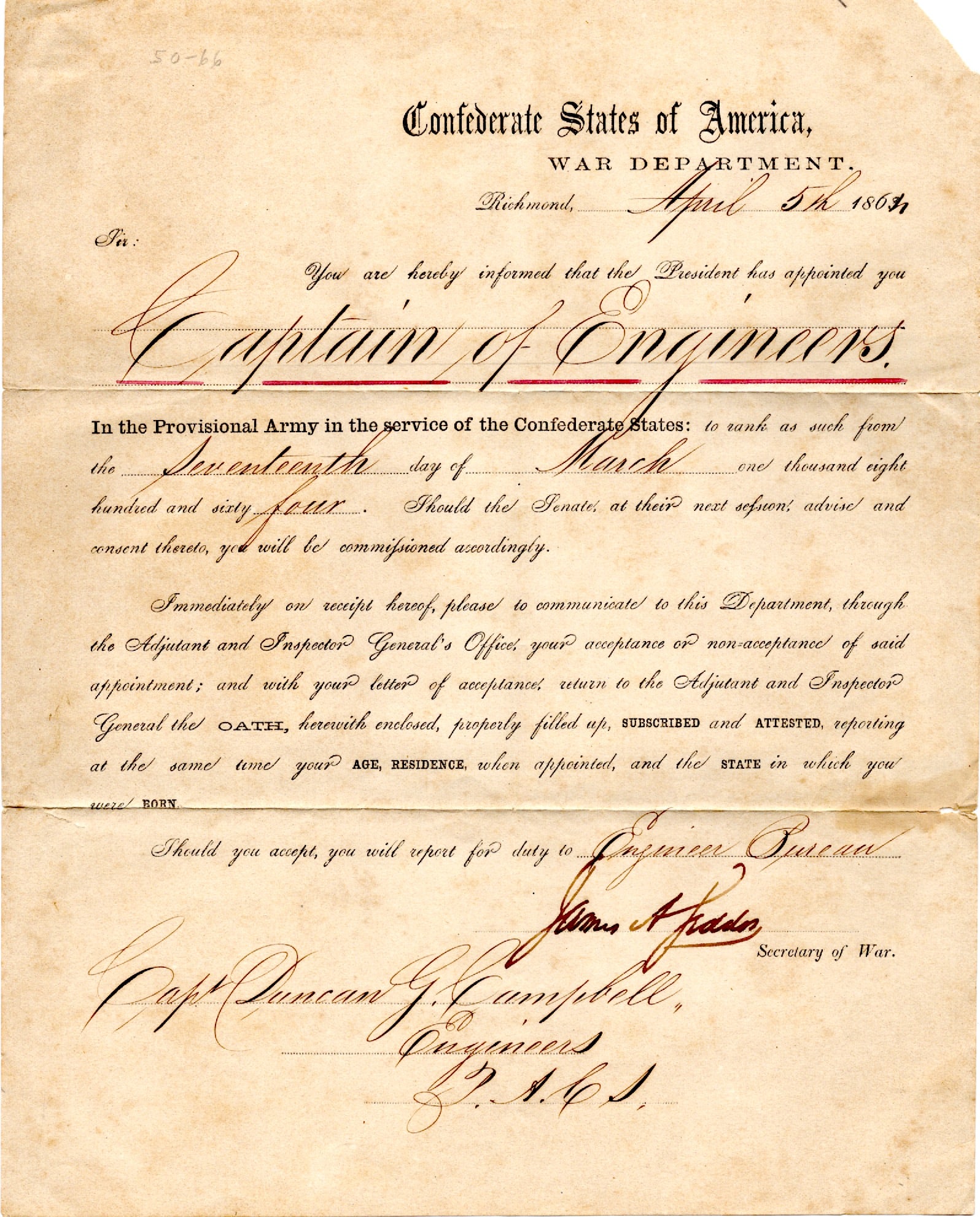 Army of Northern Virginia Engineer Document Group (1 of 2)