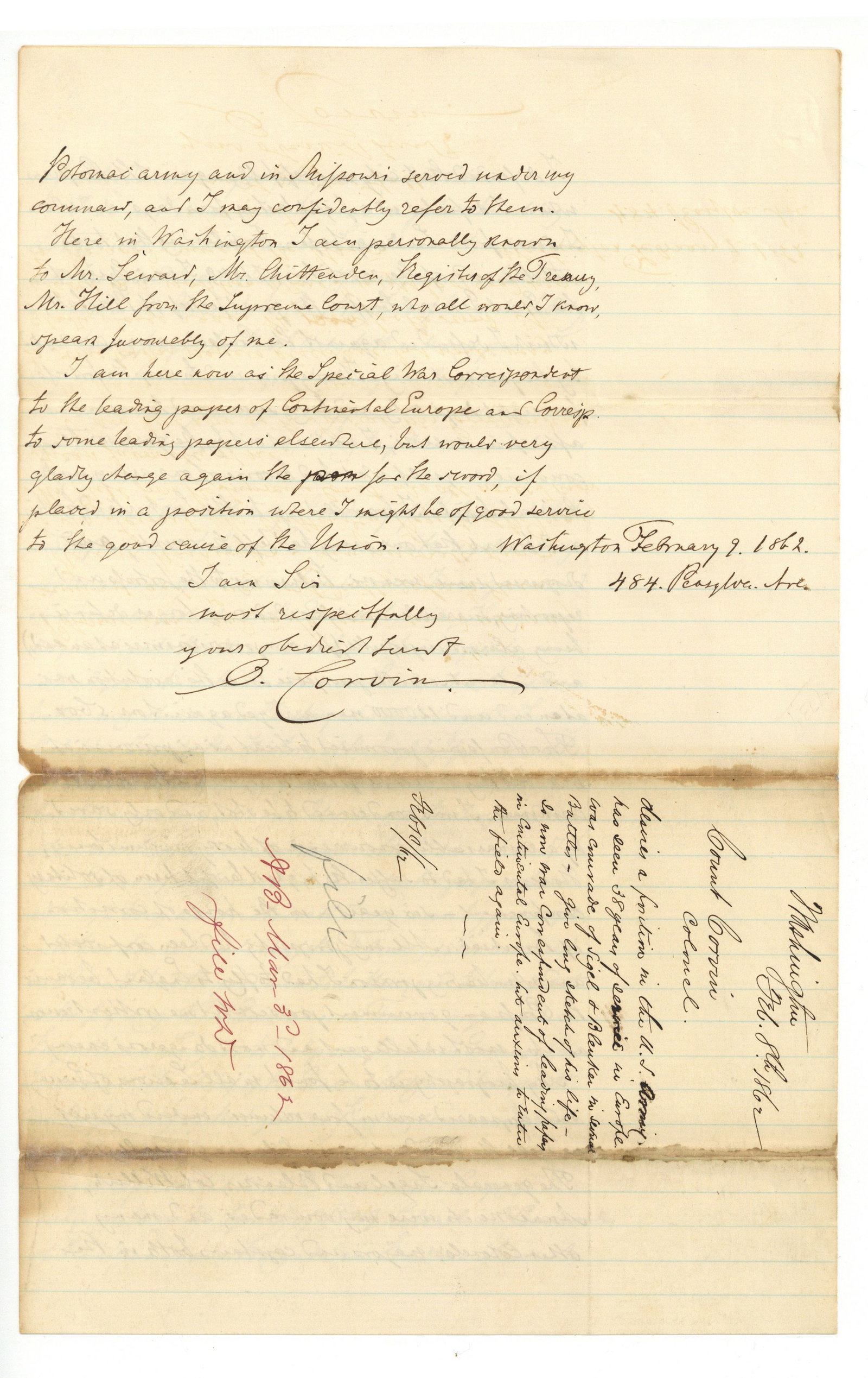 Pennsylvania Soldier Writes of a Boy Spy to Be Hung: War-date Union soldier Autograph Letter Signed by Hamilton Alricks Jr., 1st Pennsylvania Militia, 4pp. Octavo, Memphis, Tennessee, April 1, 1864, and reads in part:”...that do to tell on this da