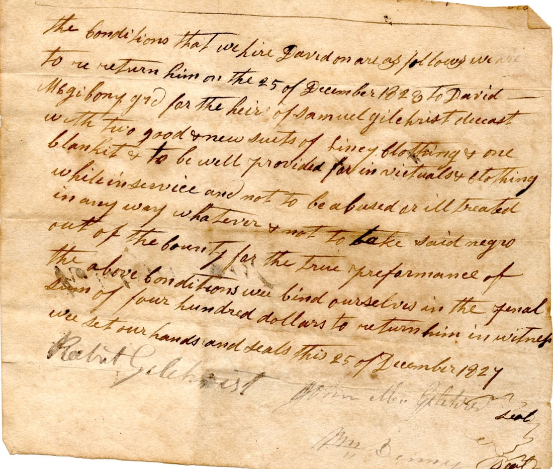 Slave Hire Document States the Slave Will Not Be Abused (1 of 1)