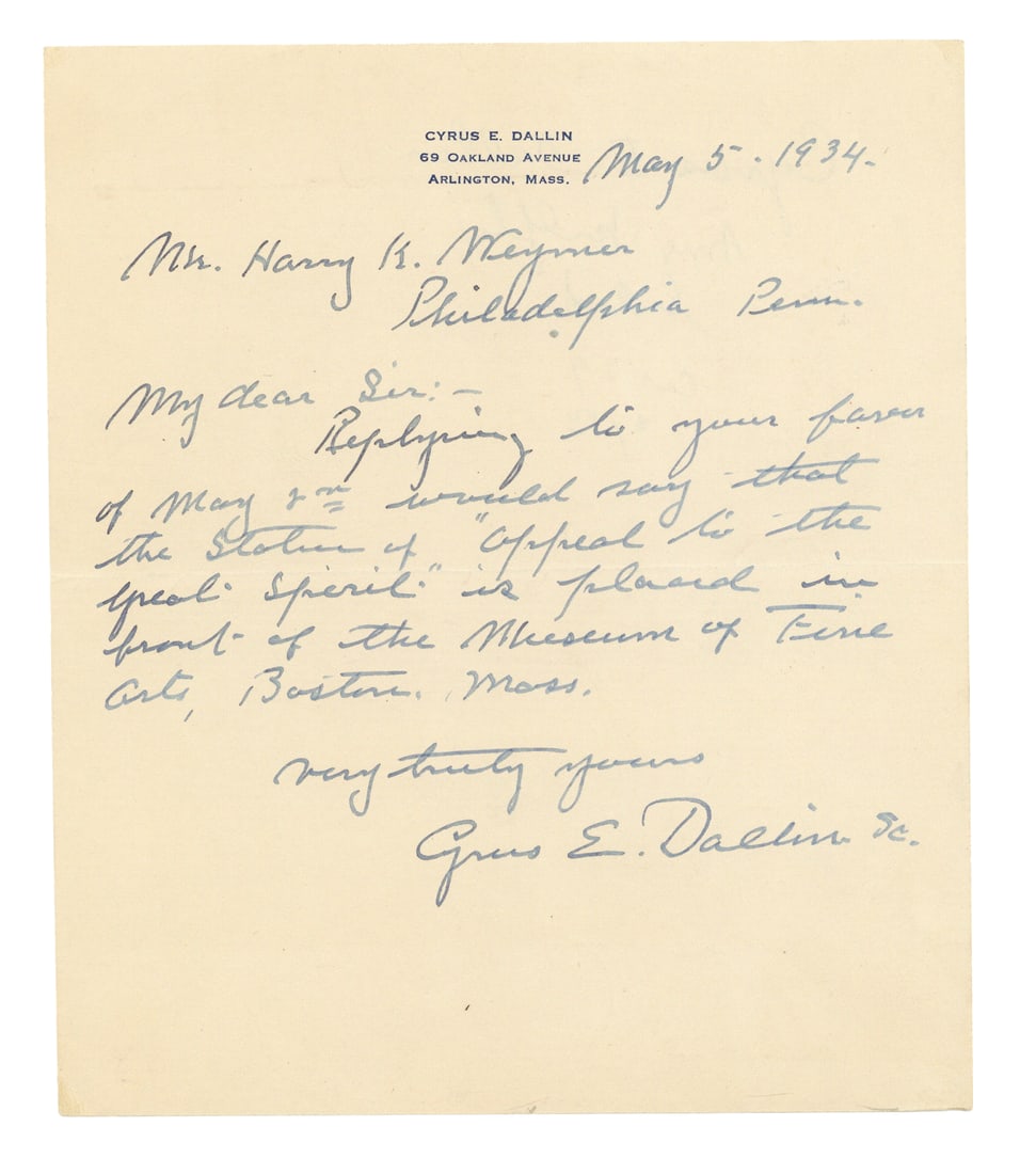 American Sculptor Dallin Writes of the Great Spirit (1 of 1)