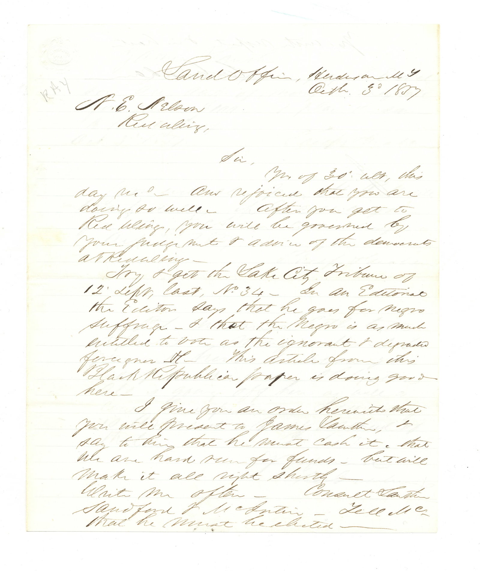 Negro Suffrage in Minnesota Territory 1857 (1 of 2)