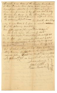 Slave Document Lists Slaves by Name, Age and Value: Autograph Document Signed by James Murrell, 1pp folio, January 16, 1822, Lincoln County, Kentucky, and reads in part: "...We the undersigned commissioners...have proceeded to lay off and alot to