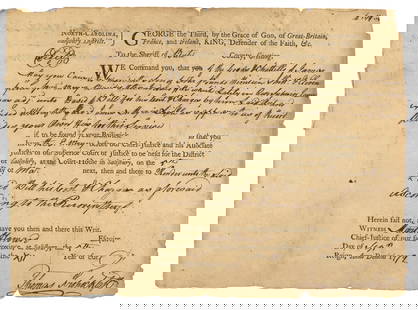 Revolutionary War General Jethro Sumner Signed Document 1772: SUMNER, Jethro Exum (c.?1733 – 1785) was a senior officer of the Continental Army during the American Revolutionary War. Born in Virginia, Sumner's military service began in the French and Indian