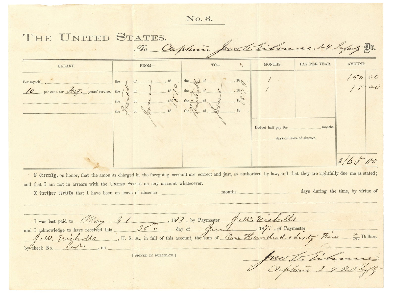 Buffalo Soldiers Document Signed by MOH Captain Gilmore: GILMORE, John Curtis (1837-1922) was an American soldier who fought in the American Civil War. He received his country's highest award for bravery during combat, the Medal of Honor.Gilmore's medal was