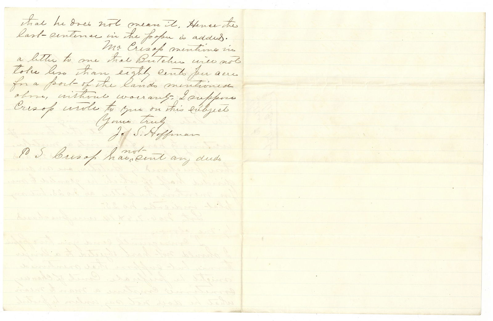 Confederate Colonel John Hoffman 31st Virginia ALS: HOFFMAN, John Stringer (1821-1877) He was Colonel of the 31st regiment of Virginia Infantry in the Confederate service during the war, he commanded them at Gettysburg, and made a brilliant record for