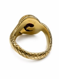 Estate Antique solid snake ring in 14k & Ruby - 3