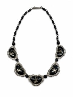 Vintage Siam Sterling Silver Necklace & Pin: pin 38mm x 48mm and Necklace 45mmwide and aprox 18" long