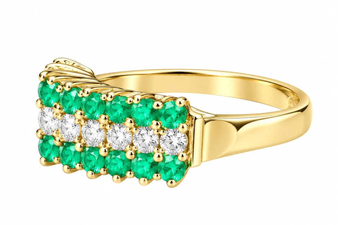 Emerald Diamond 14K yellow gold Ring - 4