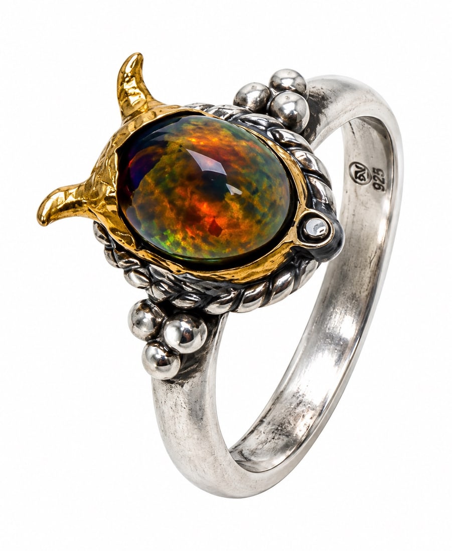 SS 18KYG Black Opal: Sterling Silver 18K Yellow Gold Black Opal