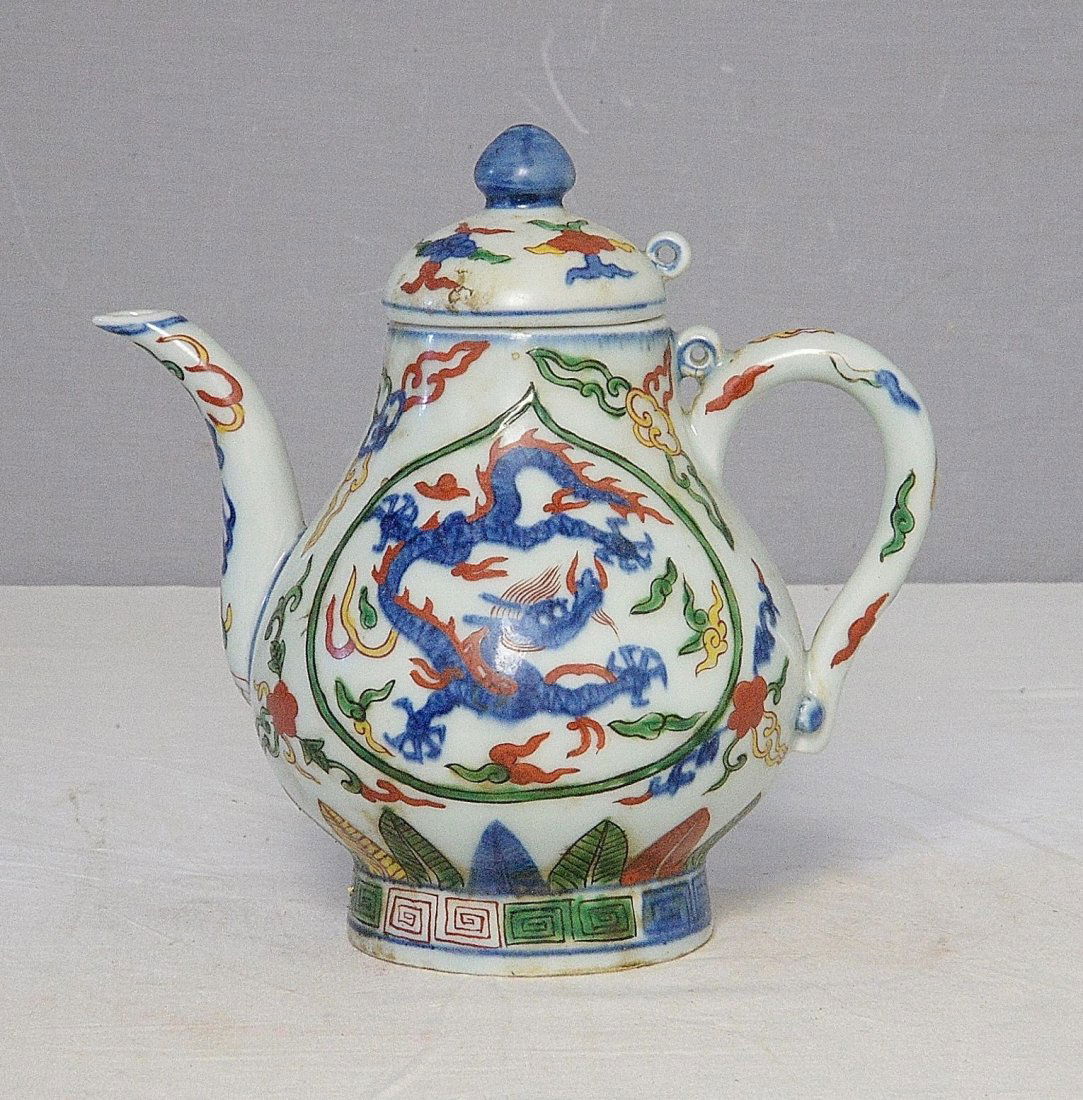 Chinese Dou-Cai Porcelain Teapot With Mark (1 of 6)