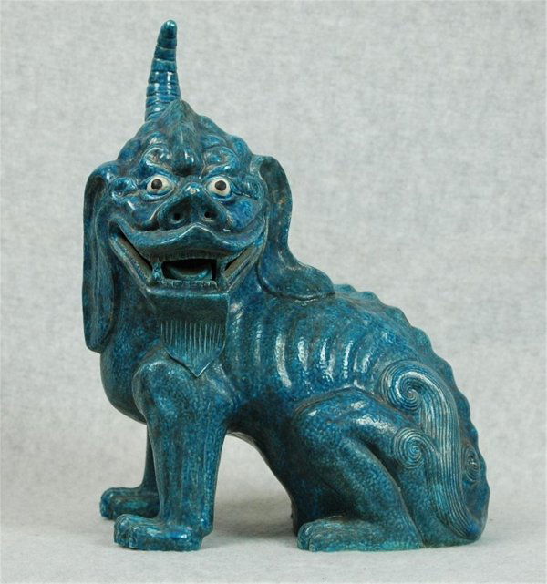 Chinese Lu-Jun Glazed Porcelain Qi-Lin.: Chinese Lu-Jun glazed porcelain Qi-Lin. 13.5" H.