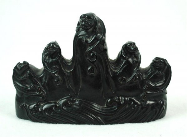 Nice Carved Zitan Wood Pen Holder: Nice carved zitan wood pen holder, decorated with animals. 20th century. 6.5"L.