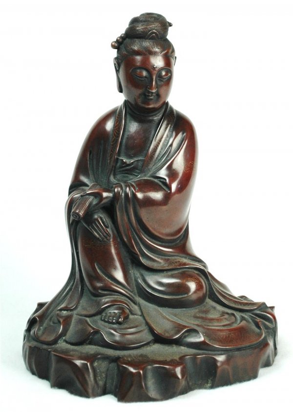 Chinese Bronze Seated Kuan-Yin