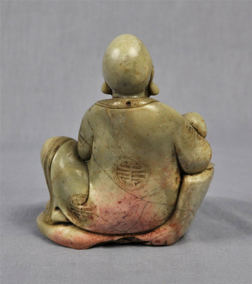 Carved Chinese White Shou-Shan Stone Louhan - 2
