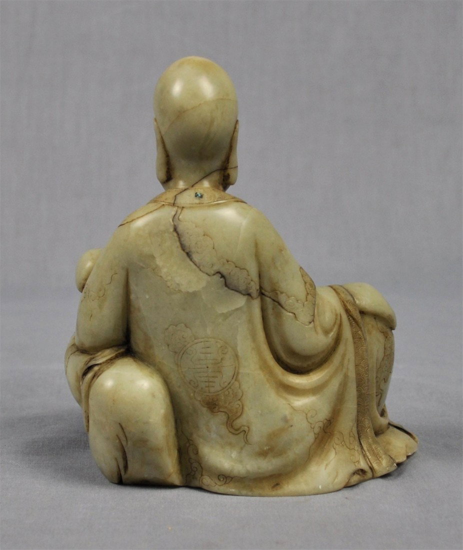 Carved Chinese White Shou-Shan Stone Louhan - 2