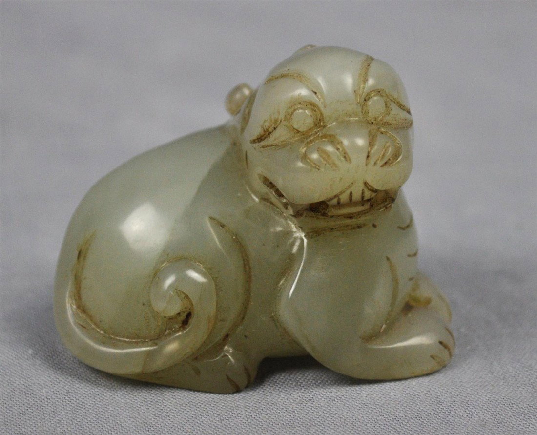 Chinese Carved Jade Dog: Chinese Carved Jade Dog. 2" long.