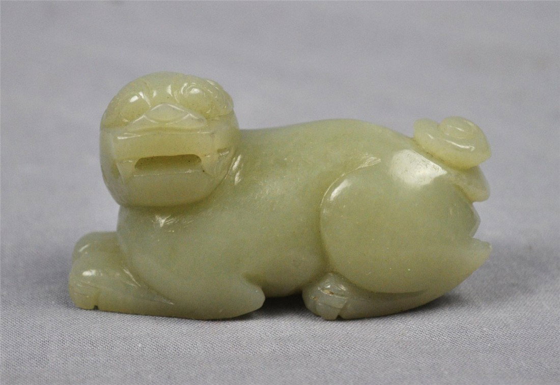 Chinese Carved Jade Dog: Chinese Carved Jade Dog. 2.75" long.