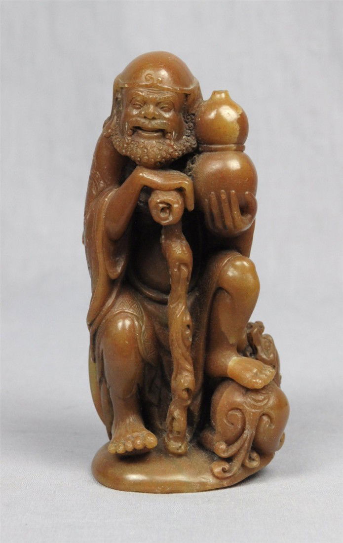 Nice Carved Chinese Shou-Shan Stone Louhan: Nice carved Chinese shou-shan stone louhan figure. 5.5" height.